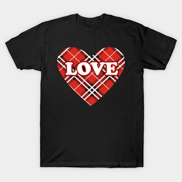 Buffalo Plaid Heart with Love I Valentine's Days Valentine T-Shirt by 2blackcherries